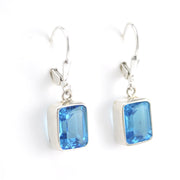 Alternate View Silver Blue Topaz 8x10mm Rectangle Dangle Earrings