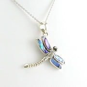Alt View Sterling Silver Abalone Dragonfly Necklace