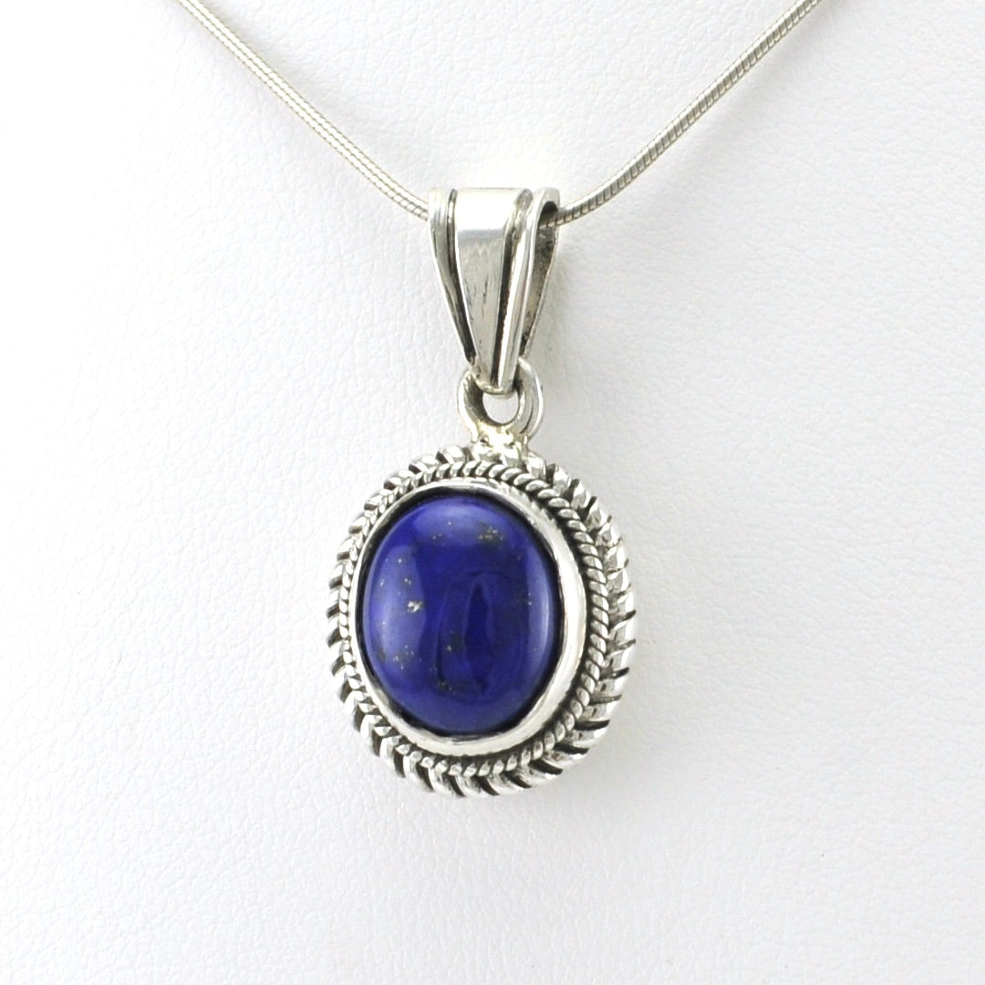 Sterling Silver Lapis 10x12mm Oval Pendant