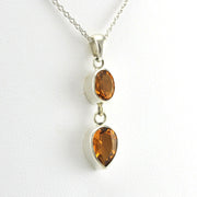 Side View Sterling Silver Citrine Oval Pear Necklace