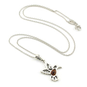 Sterling Silver Amber Small Hummingbird Necklace