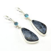 Sterling Silver Pietersite with Topaz Dangle Earrings