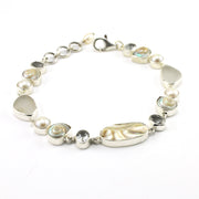 Side View Sterling Silver Nautilus Topaz Sea Shell Pearl Bracelet