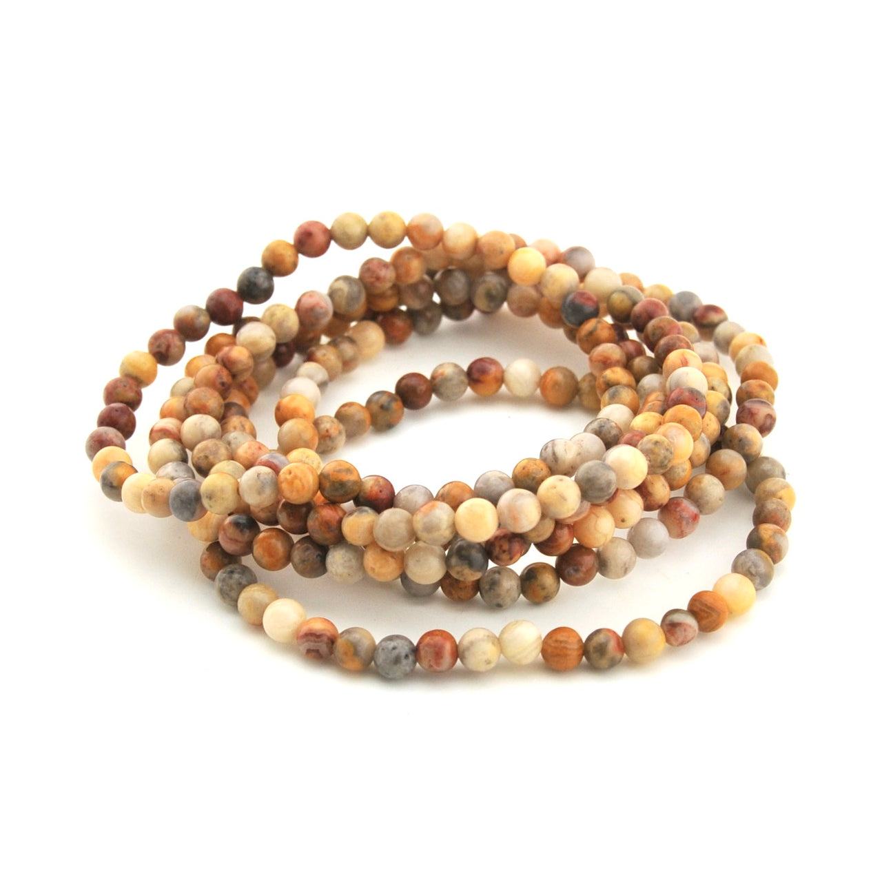 Crazy Lace Agate 4mm Beaded Stretch Bracelet