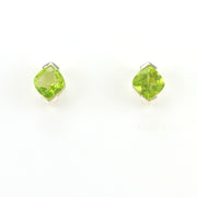 Alt View Sterling Silver Peridot Square Prong Set Earrings