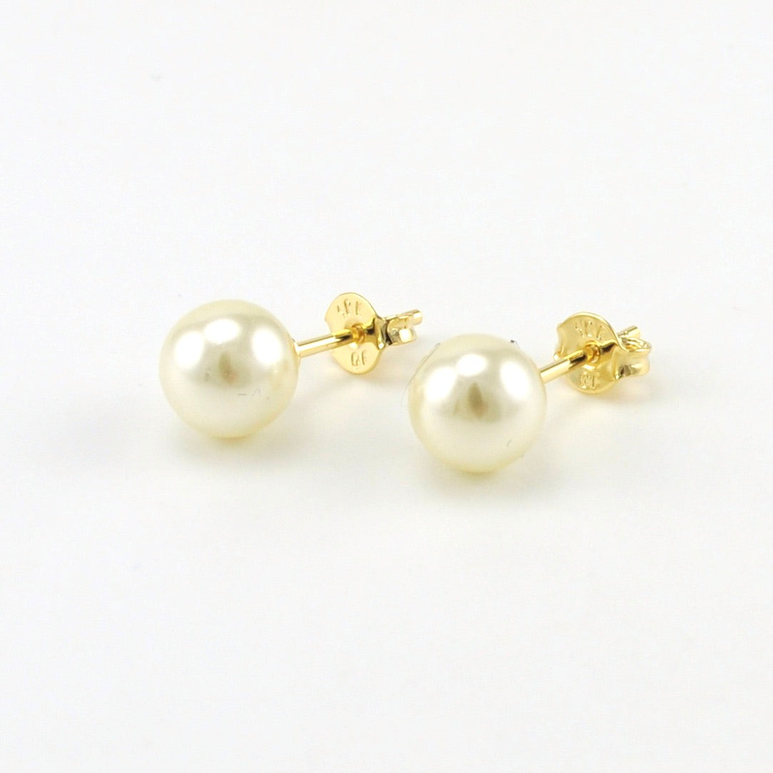 18k Gold Fill 8mm Classic Pearl Stud Earrings