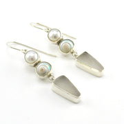 Sterling Silver Pearl Malabar Shell Sea Glass Earrings