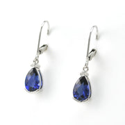 Side View Silver Created Sapphire 4ct Tear CZ Earrings