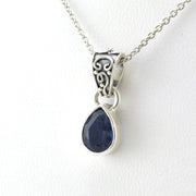 Side View Sterling Silver Kyanite 6x8mm Tear Necklace