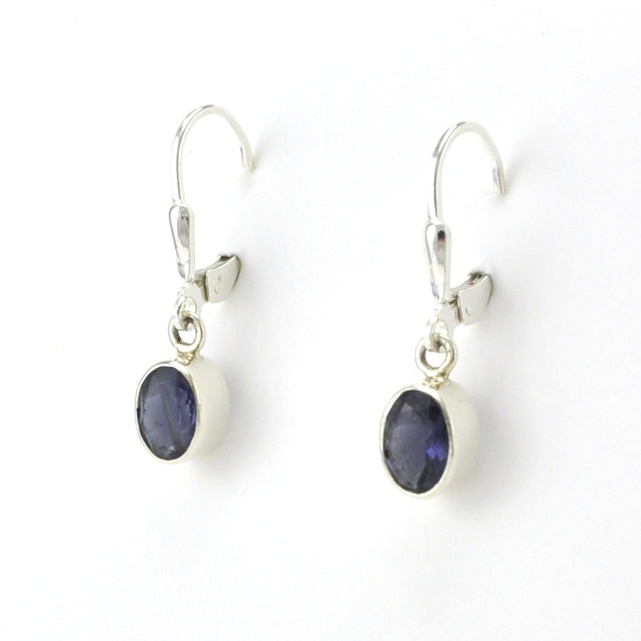 Sterling Silver Iolite 5x7mm Oval Dangle Earrings