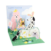 Easter card with cartoon animals and 'Happy Easter' text