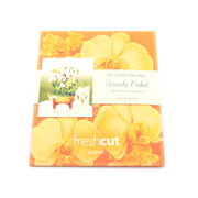 Pop-up greeting card with orchid design and 'fresh cut' branding on a white background
