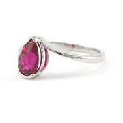 Side View Silver Created Ruby 1.5ct Tear Ring