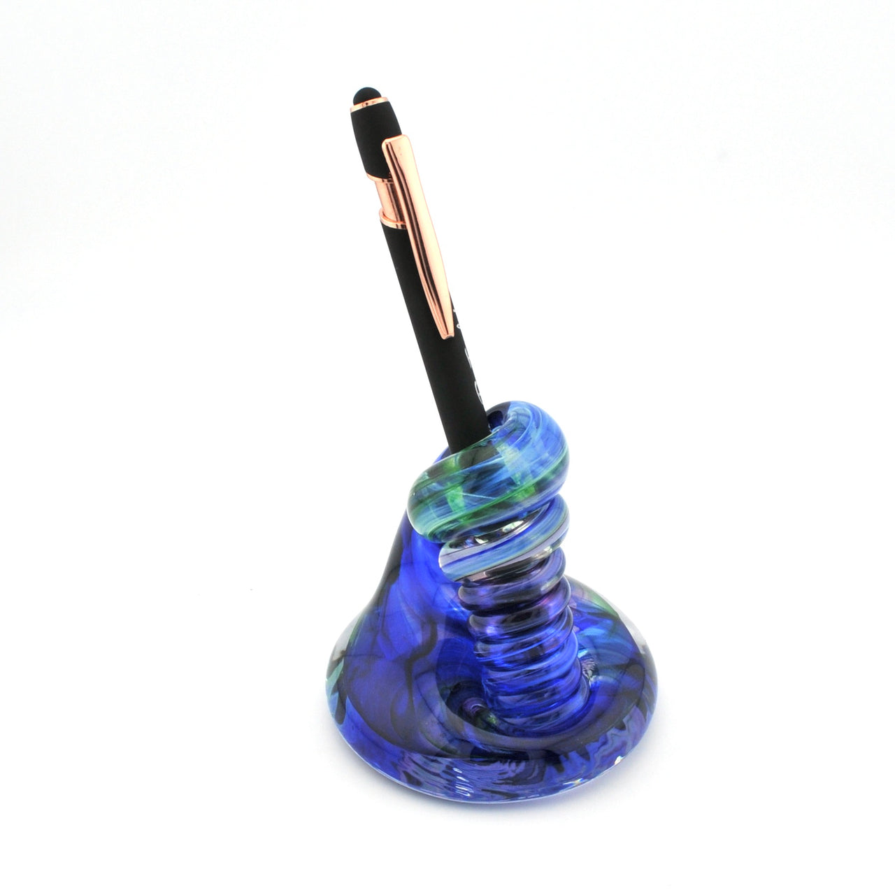 Cobalt Green Glass Pen Holder