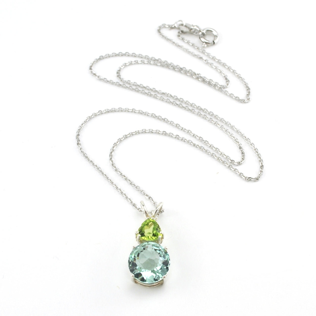 Sterling Silver Colombian Obsidian with Peridot Necklace