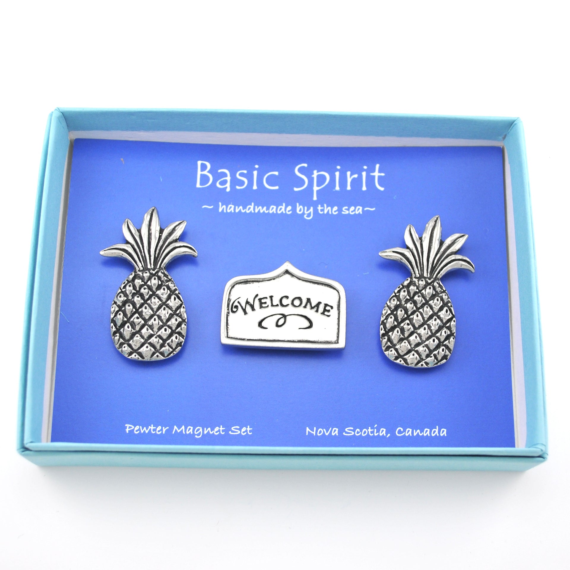 Handcrafted Pewter Pineapple Magnet Set