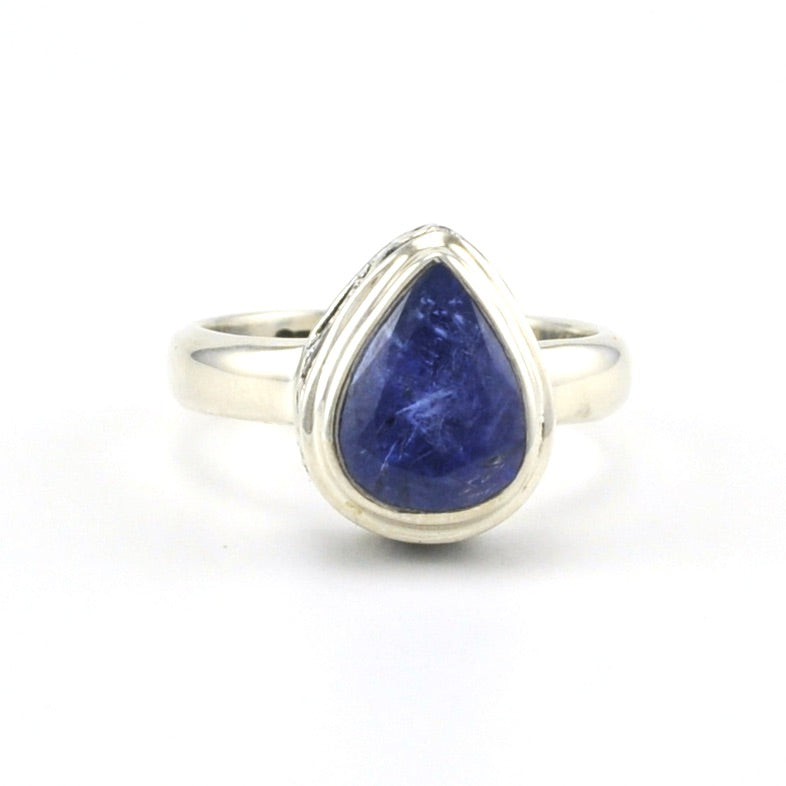 Alt View Sterling Silver Tanzanite 8x10mm Tear Ring