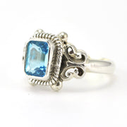 Side View Sterling Silver Blue Topaz 6x8mm Ring