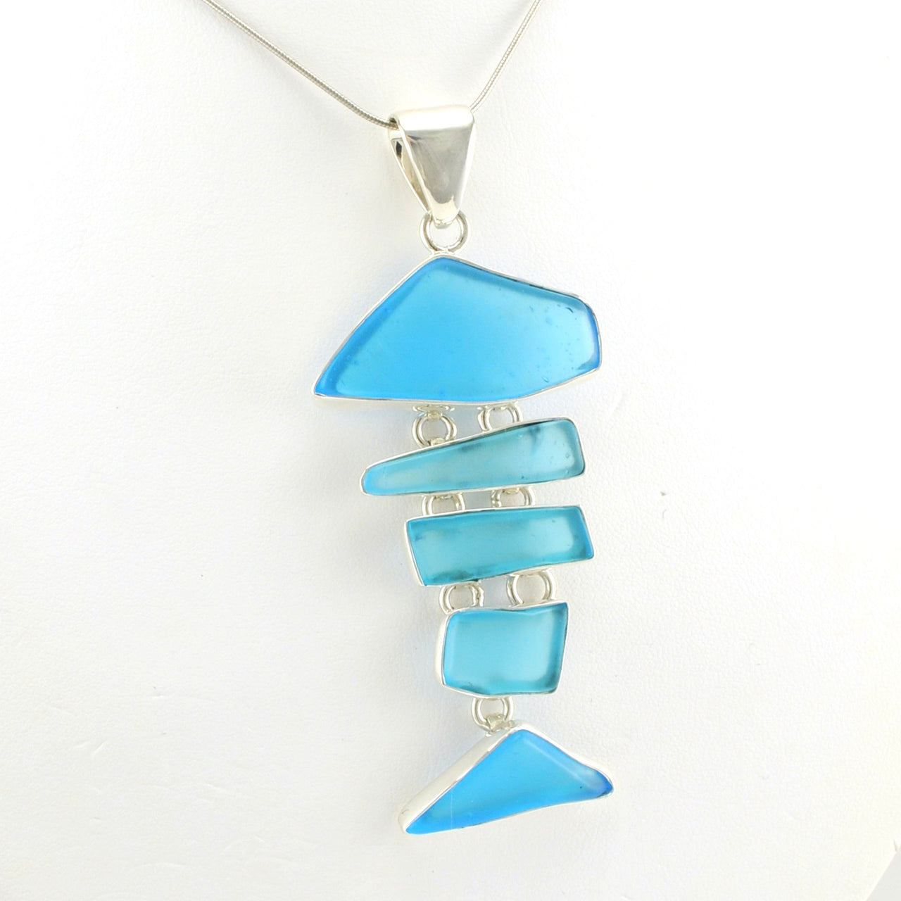 Alt View Sterling Silver Recycled Glass Fish Pendant
