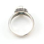 Alternate View Silver Blue Topaz 8mm Round 3 Band Scroll Ring