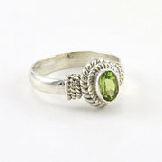 Alt View Sterling Silver Peridot 4x6mm Oval Rope Ring 
