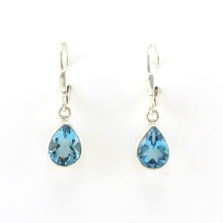 Alt View Sterling Silver Blue Topaz 5x7mm Teardrop Earrings