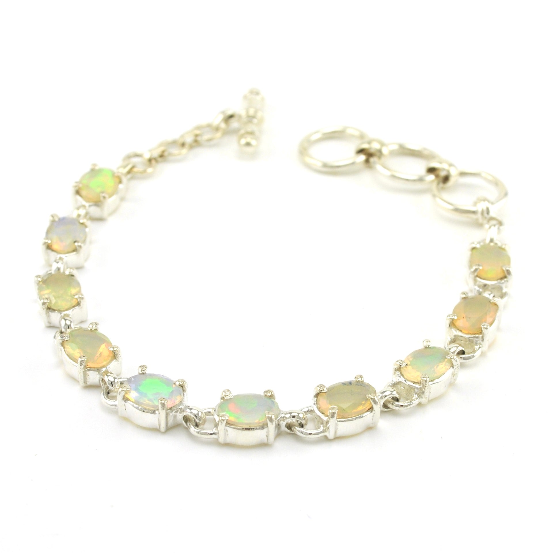 Alternate View Sterling Silver Ethiopian Opal Oval Toggle Bracelet