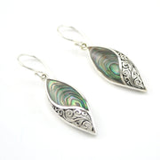 Silver Abalone Marquise Bali Earrings