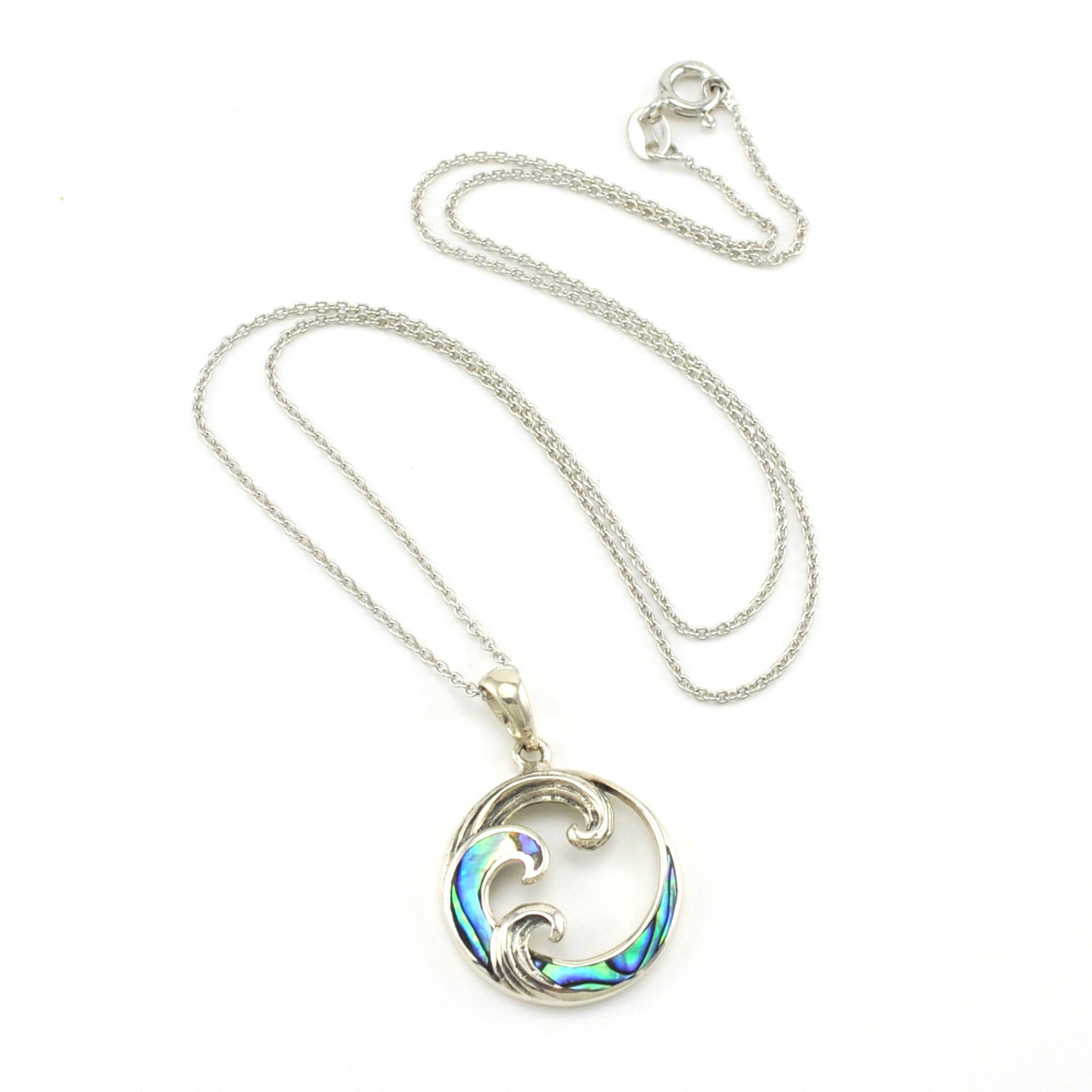 Sterling Silver Abalone Wave Necklace