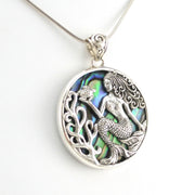 Side View Silver Abalone Mermaid Pendant