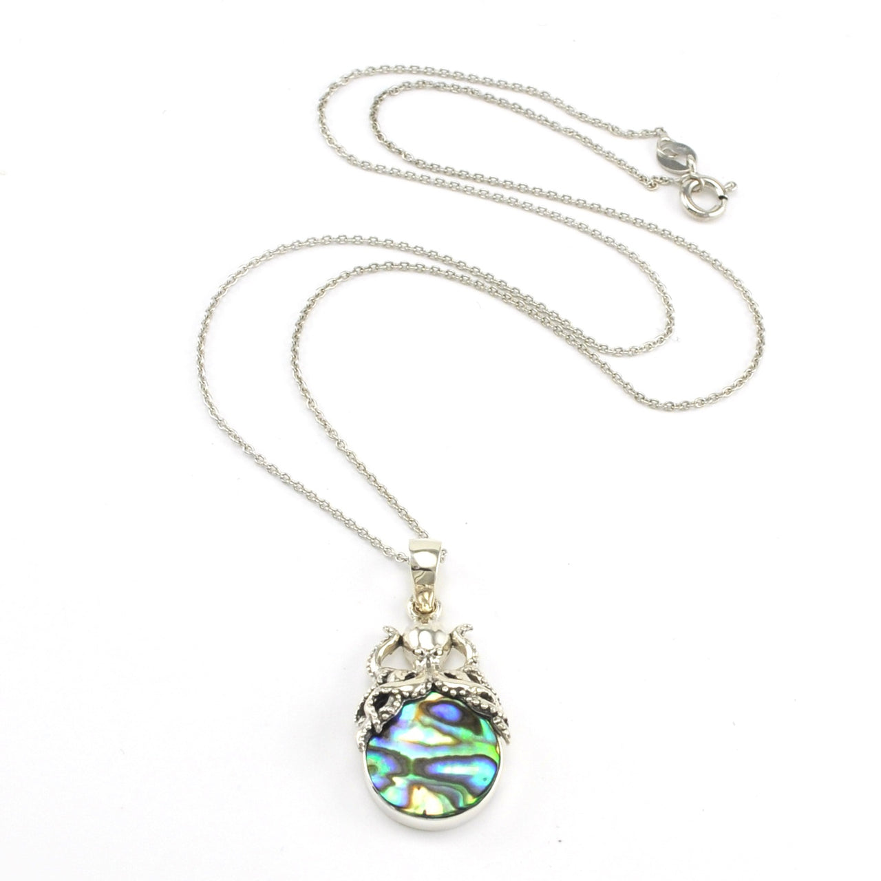 Sterling Silver Abalone with Octopus Necklace
