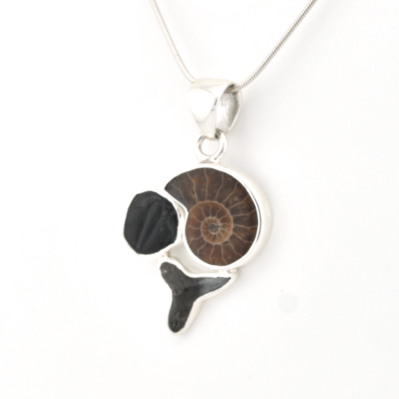 Sterling Silver 3 Fossil Pendant