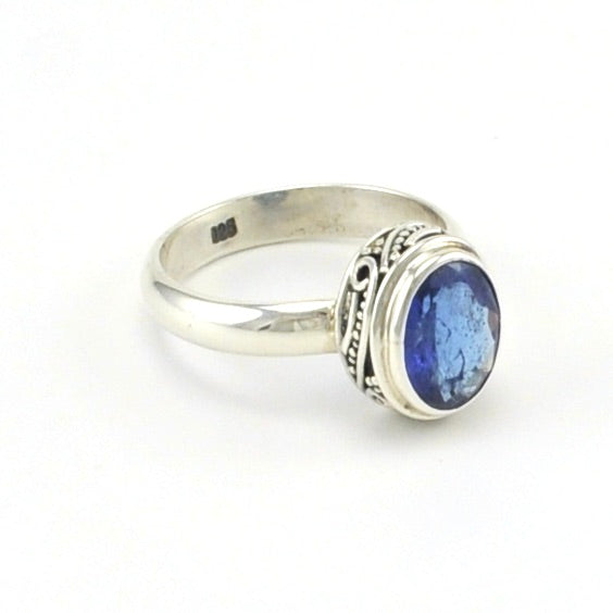 Side View Sterling Silver Tanzanite 7x9mm Oval Ring