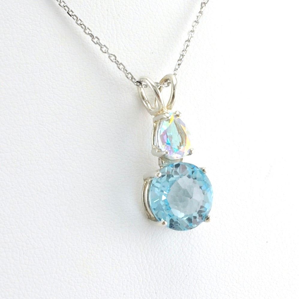 Alt View Sterling Silver Blue Topaz with Mystic Topaz Necklace