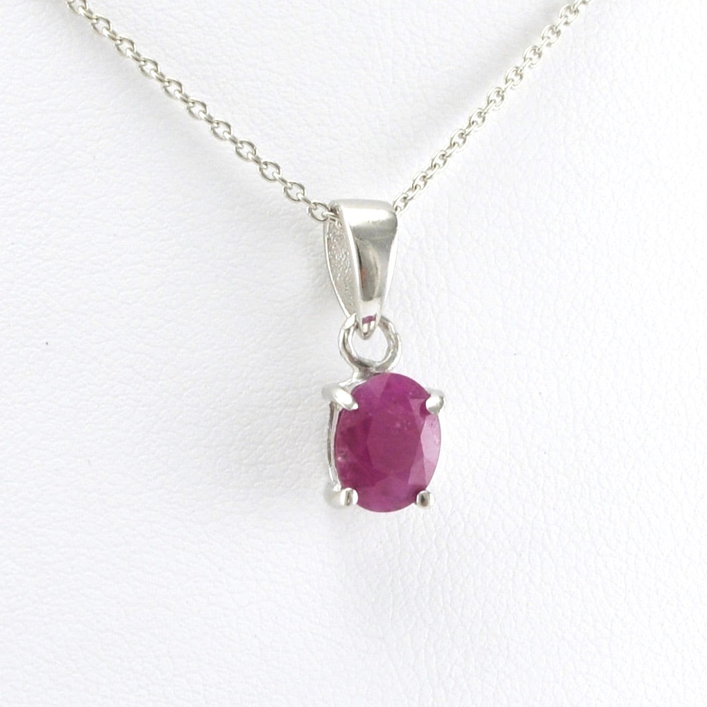 Alt View Sterling Silver Ruby 6x8mm Oval Necklace