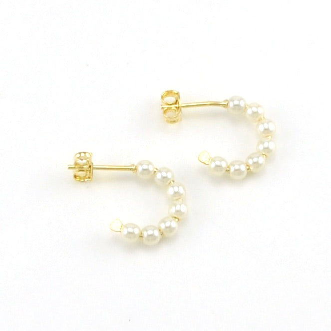 18k Gold Fill 15mm Simulated Pearl Hoop Earrings