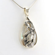Side View Sterling Silver Mother of Pearl Tear Sea Turtle Pendant
