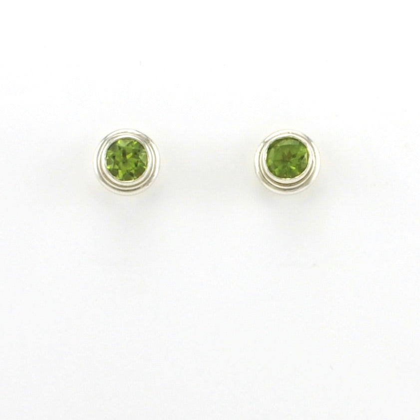 Alt View Sterling Silver Peridot 5mm Round Post Earrings