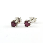Full View Sterling Silver Ruby 5mm Round Post Earrings