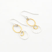 Fine Silver and Gold Drop Hoop Earrings