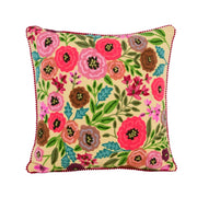 Floral patterned pillow on a white background