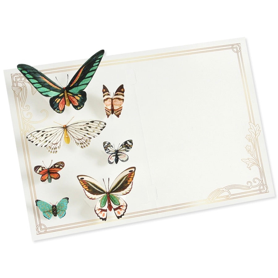 Decorative card with illustrations of butterflies on a white background