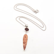 Fossil Coral with Oval Garnet Necklace