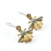 Fossilized Ivory Bee with Citrine Earrings