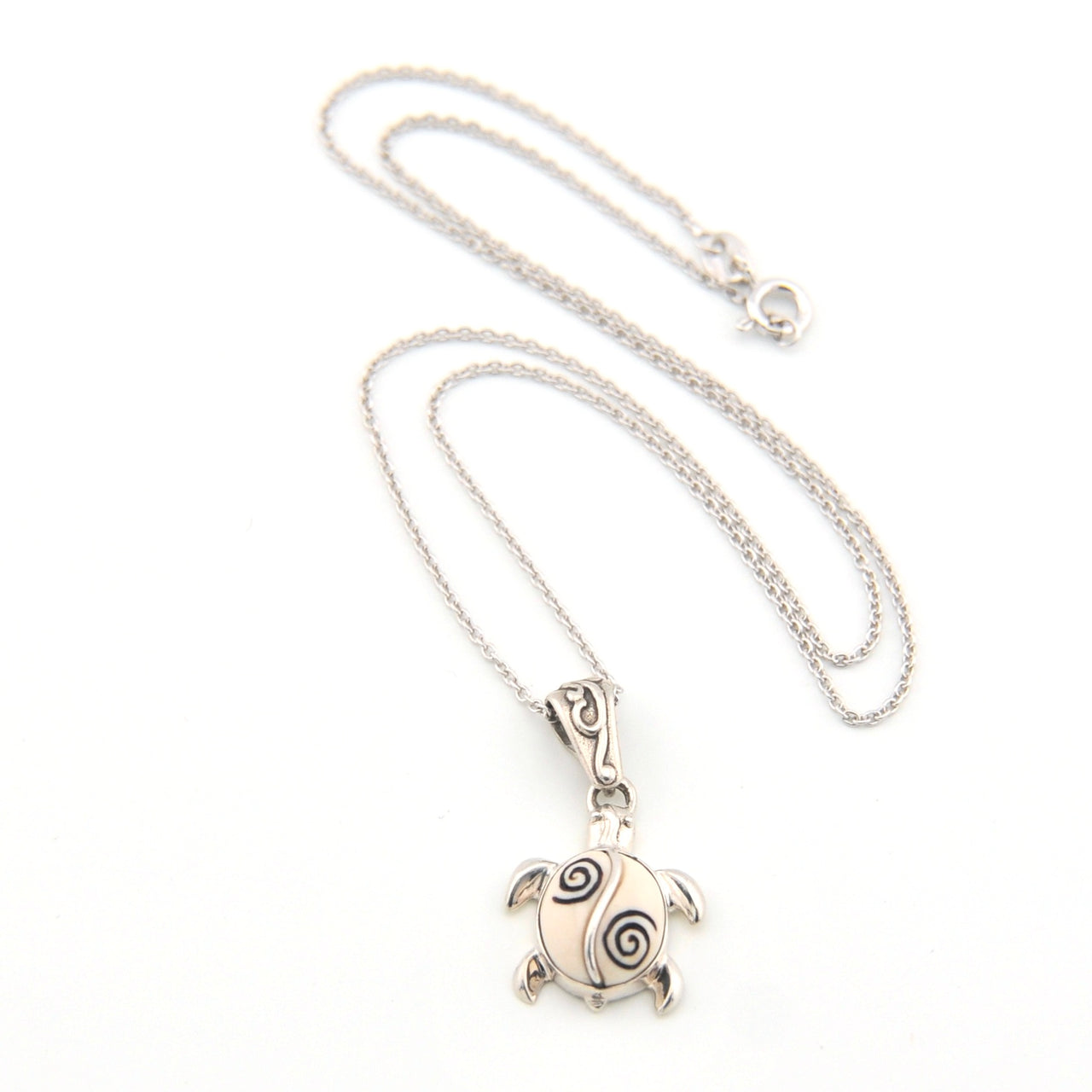 Fossilized Ivory with Sterling Silver Sea Turtle Necklace