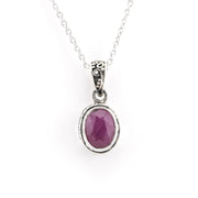Ruby 6x8mm Oval Bali Necklace