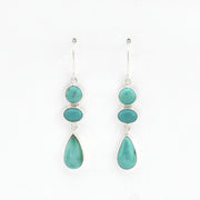 Front View 3 Turquoise Stone Dangle Earrings