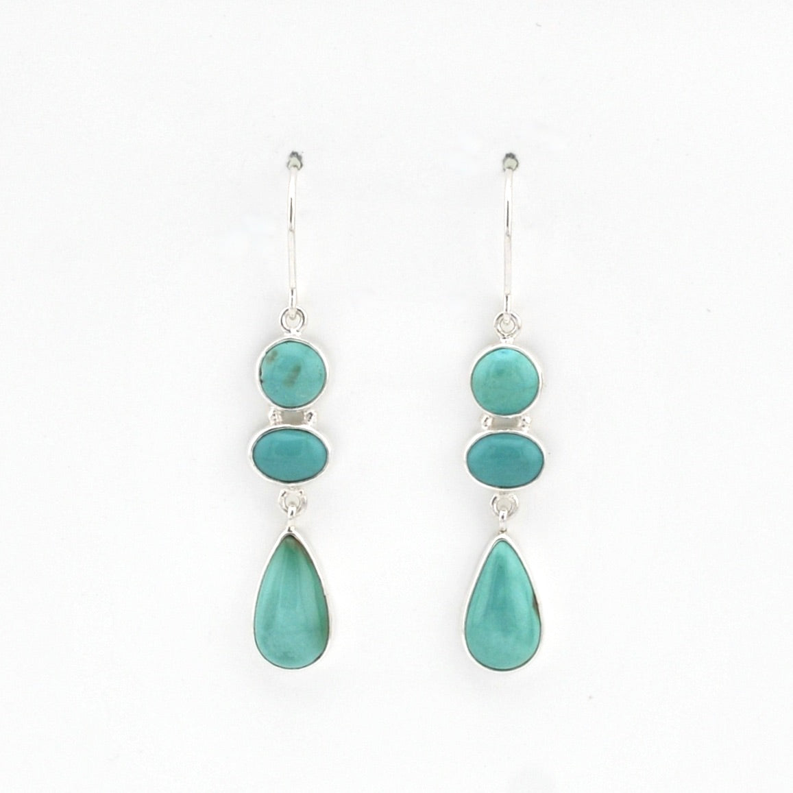 Front View 3 Turquoise Stone Dangle Earrings