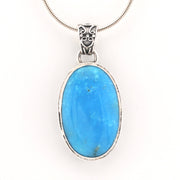 Front View Arizona Turquoise 15x23mm Oval Bali Pendant