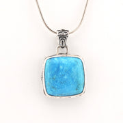 Front View Arizona Turquoise 17mm Square Bali Pendant